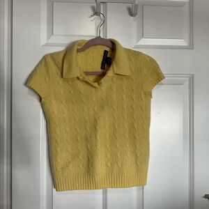 Ralph Lauren Black Label Cashmere Yellow Cableknit Polo